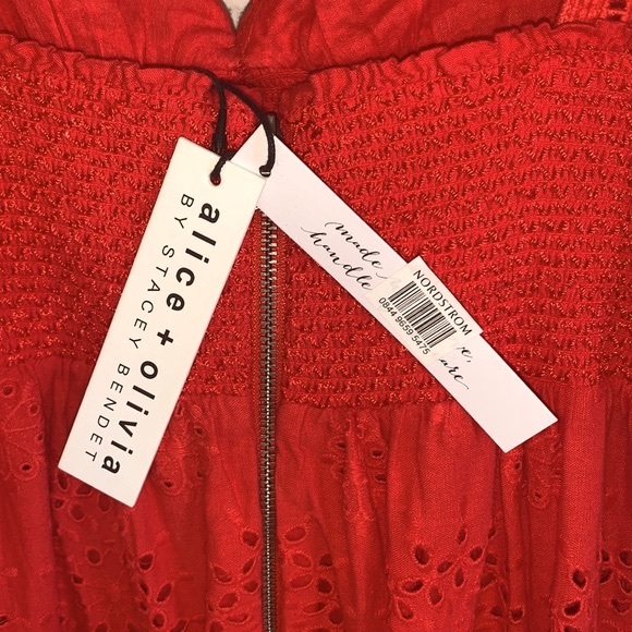 HOST PICK Alice + Olive Levine Smock Cotton & Linen Open Back Poppy Red Sundress - Picture 9 of 10